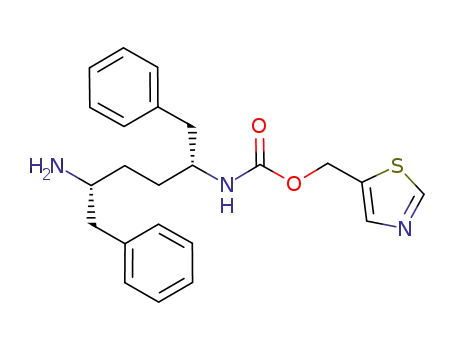 Molecular Structure of 1004316-18-0 (thiazol-5-ylmethyl ((2R,5R)-5-amino-1,6-diphenylhexan-2-yl)carbamate)