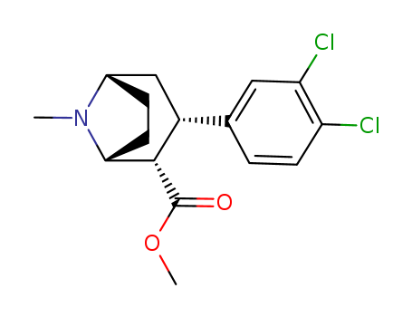Molecular Structure of 143965-99-5 (8-Azabicyclo[3.2.1]octane-2-carboxylic acid,
3-(3,4-dichlorophenyl)-8-methyl-, methyl ester, (1R,2S,3S,5S)-)