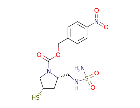 Molecular Structure of 148017-03-2 ((2R,4S)-4-nitrobenzyl 4-Mercapto-2-((sulfaMoylaMino)Methyl)pyrrolidine-1-carboxylate)