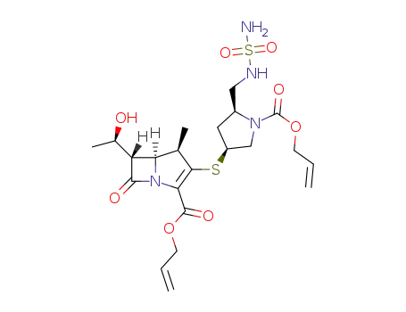 Molecular Structure of 148017-61-2 (1-Azabicyclo[3.2.0]hept-2-ene-2-carboxylic acid,
3-[[(3S,5S)-5-[[(aminosulfonyl)amino]methyl]-1-[(2-propenyloxy)carbonyl
]-3-pyrrolidinyl]thio]-6-[(1R)-1-hydroxyethyl]-4-methyl-7-oxo-, 2-propenyl
ester, (4R,5S,6S)-)