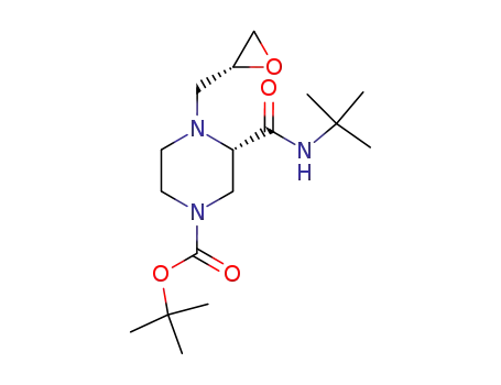 Molecular Structure of 158380-45-1 ([R-(R*,S*)]-3-tert-Butylcarbamoyl-4-oxiranylmethyl-piperazine-1-carboxylic acid tert-butyl ester)
