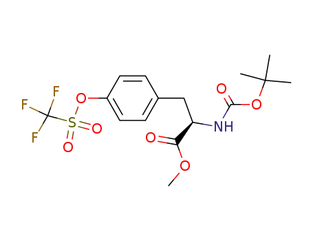 Molecular Structure of 149709-56-8 (D-Tyrosine, N-[(1,1-dimethylethoxy)carbonyl]-, methyl ester,trifluoromethanesulfonate (ester))