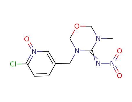 Molecular Structure of 153719-25-6 (4H-1,3,5-Oxadiazin-4-imine,
3-[(6-chloro-1-oxido-3-pyridinyl)methyl]tetrahydro-5-methyl-N-nitro-)
