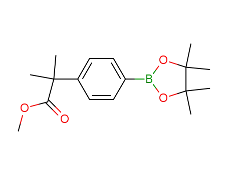 Molecular Structure of 890839-10-8 (methyl 2-methyl-2-[4-(4,4,5,5-tetramethyl-1,3,2-dioxaborolan-2-yl)phenyl]propanoate)
