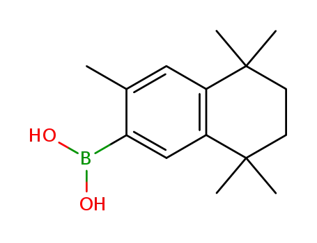 Molecular Structure of 169126-64-1 (3,5,5,8,8-PENTAMETHYL-5,6,7,8-TETRAHYDRONAPHTHALEN-2-YLBORONIC ACID)