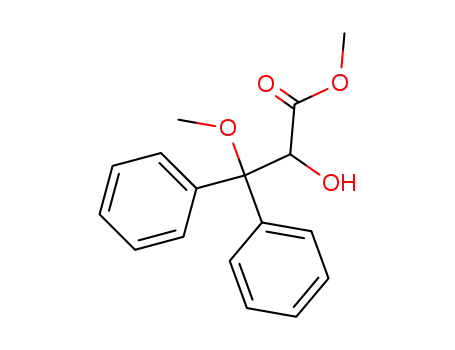 Molecular Structure of 178306-47-3 (Benzenepropanoic  acid,a-hydroxy-b-methoxy-b-phenyl-,methyl  ester)