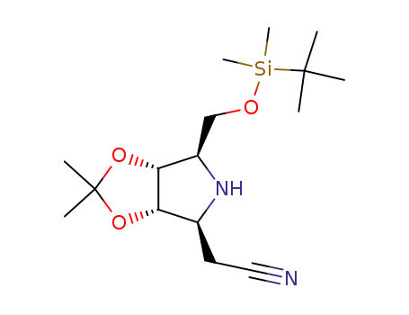 Molecular Structure of 222631-08-5 (4H-1,3-Dioxolo4,5-cpyrrole-4-acetonitrile, 6-(1,1-dimethylethyl)dimethylsilyloxymethyltetrahydro-2,2-dimethyl-, (3aS,4S,6R,6aR)-)