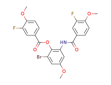 Benzoic acid, 3-fluoro-4-methoxy-,
2-bromo-6-[(3-fluoro-4-methoxybenzoyl)amino]-4-methoxyphenyl ester
