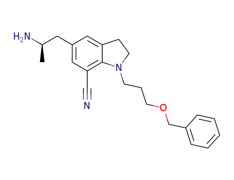Molecular Structure of 459868-73-6 ((R)-5-(2-aminopropyl)-1-(3-benzyloxypropyl)  indoline-7-carbonitrile)