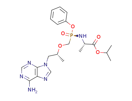 Molecular Structure of 379270-37-8 (L-Alanine,
N-[(S)-[[(1R)-2-(6-amino-9H-purin-9-yl)-1-methylethoxy]methyl]phenoxy
phosphinyl]-, 1-methylethyl ester)