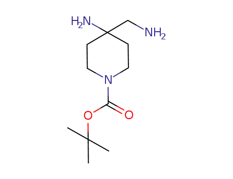 Molecular Structure of 871115-32-1 (TERT-BUTYL 4-AMINO-4-(AMINOMETHYL)PIPERIDINE-1-CARBOXYLATE)