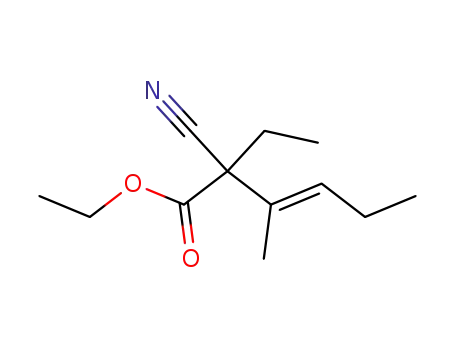 Molecular Structure of 85392-13-8 (ethyl 2-cyano-2-ethyl-3-methylhex-3-enoate)