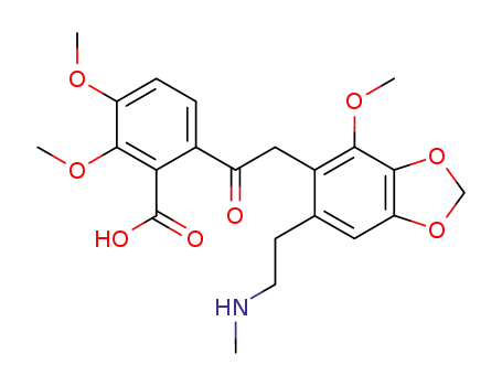 Molecular Structure of 483-89-6 (Benzoic acid,2,3-dimethoxy-6-[2-[4-methoxy-6-[2-(methylamino)ethyl]-1,3-benzodioxol-5-yl]acetyl]-)
