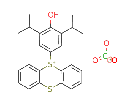 Molecular Structure of 134189-27-8 (Thianthrenium, 5-[4-hydroxy-3,5-bis(1-methylethyl)phenyl]-, perchlorate(salt))