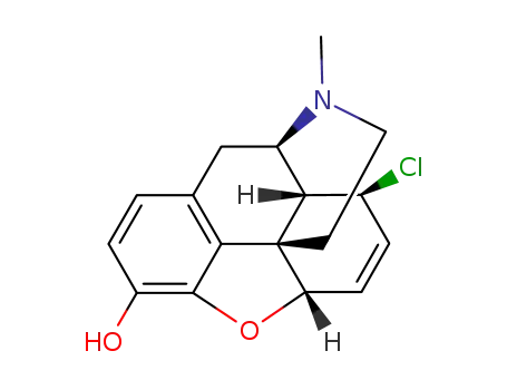 Molecular Structure of 60048-95-5 (8β-Chloro-6,7-didehydro-4,5α-epoxy-17-methylmorphinan-3-ol)