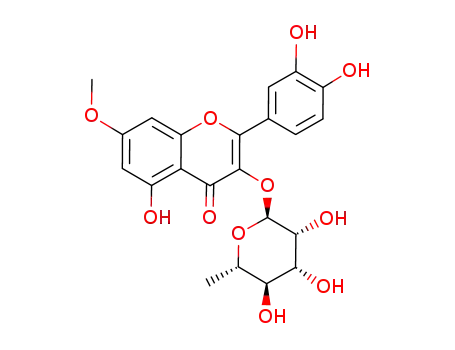 Molecular Structure of 20188-83-4 (2-(3,4-dihydroxyphenyl)-5-hydroxy-7-methoxy-4-oxo-4H-chromen-3-yl 6-deoxy-alpha-L-mannopyranoside)