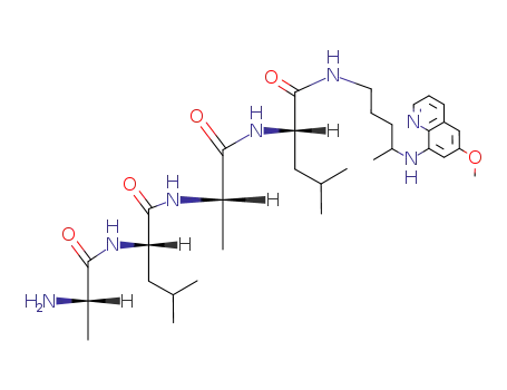 Molecular Structure of 80061-32-1 (L-Leucinamide,
L-alanyl-L-leucyl-L-alanyl-N-[4-[(6-methoxy-8-quinolinyl)amino]pentyl]-)
