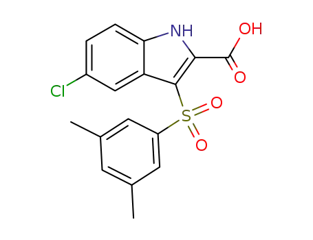 Molecular Structure of 473257-46-4 (1H-Indole-2-carboxylic acid, 5-chloro-3-[(3,5-dimethylphenyl)sulfonyl]-)
