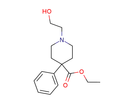 Molecular Structure of 61532-49-8 (4-Piperidinecarboxylic acid, 1-(2-hydroxyethyl)-4-phenyl-, ethyl ester)