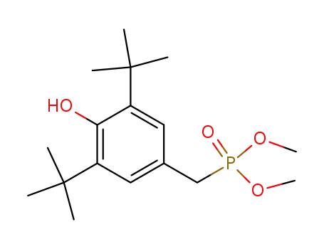 Molecular Structure of 899-89-8 (Phosphonic acid, [[3,5-bis(1,1-dimethylethyl)-4-hydroxyphenyl]methyl]-,
dimethyl ester)