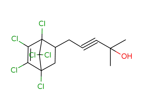Molecular Structure of 75143-41-8 (3-Pentyn-2-ol,
5-(1,4,5,6,7,7-hexachlorobicyclo[2.2.1]hept-5-en-2-yl)-2-methyl-)