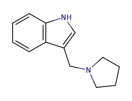 Molecular Structure of 5379-94-2 (1H-INDOLE, 3-(1-PYRROLIDINYLMETHYL)-)