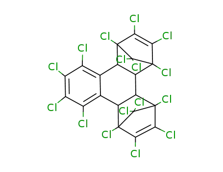 Molecular Structure of 80789-64-6 (1,2,3,4,5,6,7,8,9,10,11,12,13,13,14,14-Hexadecachloro-1,4,4a,4b,5,8,8a,12b-octahydro-1,4:5,8-dimethanotriphenylene)