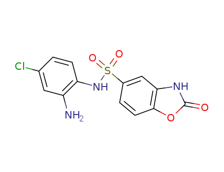 Molecular Structure of 78633-52-0 (N-(2-Amino-4-chlorophenyl)-2,3-dihydro-2-oxo-5-benzoxazolesulfonamide)