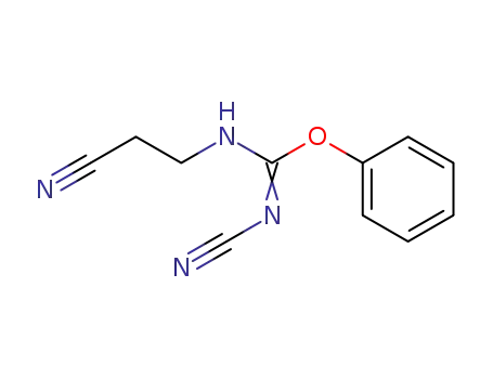 Molecular Structure of 111971-00-7 (Carbamimidic acid, N-cyano-N'-(2-cyanoethyl)-, phenyl ester)