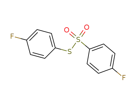 Molecular Structure of 2905-15-9 (Benzenesulfonothioic acid, 4-fluoro-, S-(4-fluorophenyl) ester)