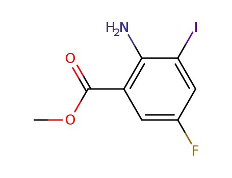 Molecular Structure of 906095-67-8 (2-Amino-5-fluoro-3-iodo-benzoic acid methyl ester)