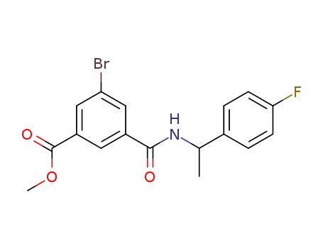 Molecular Structure of 924650-37-3 (Benzoic acid, 3-bromo-5-[[[1-(4-fluorophenyl)ethyl]amino]carbonyl]-,
methyl ester)