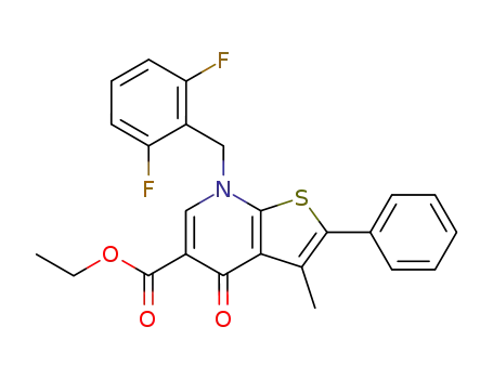 Thieno[2,3-b]pyridine-5-carboxylic acid,
7-[(2,6-difluorophenyl)methyl]-4,7-dihydro-3-methyl-4-oxo-2-phenyl-,
ethyl ester
