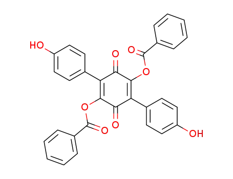 Molecular Structure of 548-32-3 (2,5-Bis(benzoyloxy)-3,6-bis(4-hydroxyphenyl)-2,5-cyclohexadiene-1,4-dione)