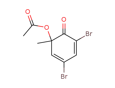 Molecular Structure of 90721-59-8 (2,4-Cyclohexadien-1-one, 6-(acetyloxy)-2,4-dibromo-6-methyl-)