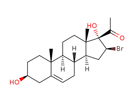 Molecular Structure of 14072-39-0 (16-bromo-3,17-dihydroxypregn-5-en-20-one)