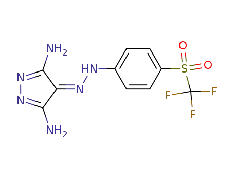 Molecular Structure of 503182-89-6 (4H-Pyrazol-4-one, 3,5-diamino-,
[4-[(trifluoromethyl)sulfonyl]phenyl]hydrazone)