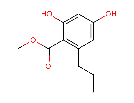 Molecular Structure of 55382-52-0 (2,4-dihydroxy-6-propyl-benzoic acid methyl ester)