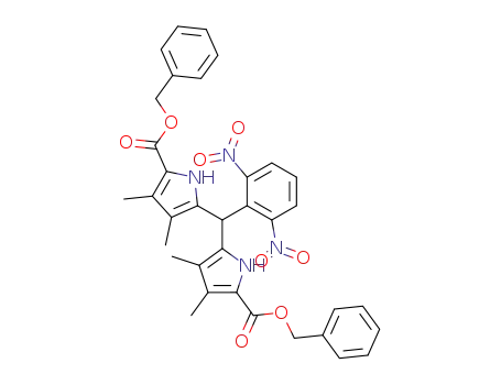 Molecular Structure of 93341-86-7 (1H-Pyrrole-2-carboxylic acid,
5,5'-[(2,6-dinitrophenyl)methylene]bis[3,4-dimethyl-, bis(phenylmethyl)
ester)