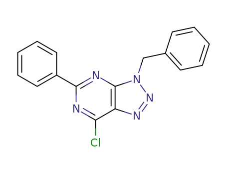 Molecular Structure of 433922-12-4 (3H-1,2,3-Triazolo[4,5-d]pyrimidine, 7-chloro-5-phenyl-3-(phenylmethyl)-)