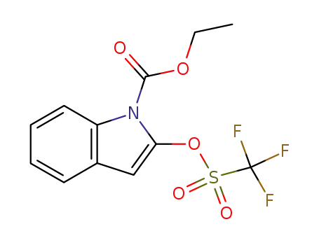 Molecular Structure of 880263-69-4 (1H-Indole-1-carboxylic acid, 2-[[(trifluoromethyl)sulfonyl]oxy]-, ethyl ester)