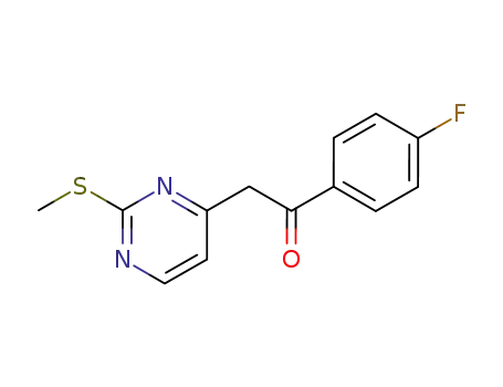 Molecular Structure of 217661-99-9 (1-(4-Fluorophenyl)-2-[2-(methylsulfanyl)pyrimidin-4-yl]ethan-1-one)