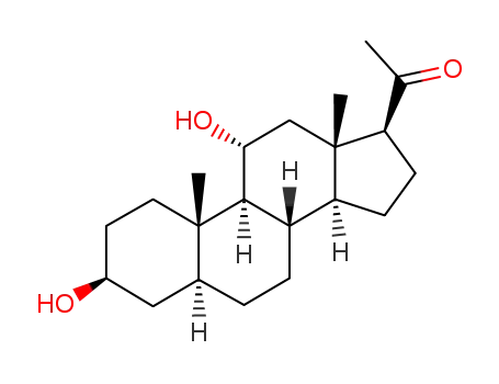 Molecular Structure of 565-91-3 (3β,11α-Dihydroxy-5α-pregnan-20-one)