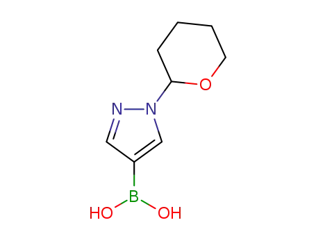 Molecular Structure of 1256345-68-2 (1-(Tetrahydro-2H-pyran-2-yl)pyrazole-4-boronic acid)