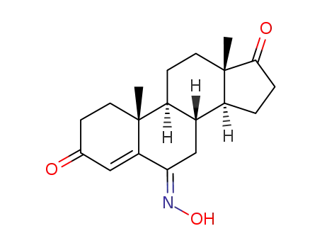 Molecular Structure of 140421-65-4 (6-Hydroximino-4-androstene-3,17-dione)