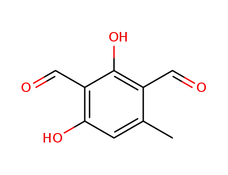 Molecular Structure of 10209-57-1 (2,4-Dihydroxy-6-methyl-1,3-benzenedicarbaldehyde)