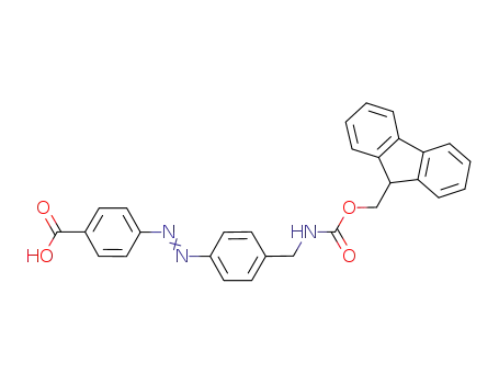 Molecular Structure of 159790-79-1 (Benzoic acid,
4-[[4-[[[(9H-fluoren-9-ylmethoxy)carbonyl]amino]methyl]phenyl]azo]-)