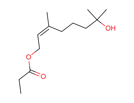 Molecular Structure of 87081-71-8 (2-Octene-1,7-diol, 3,7-dimethyl-, 1-propanoate, (Z)-)