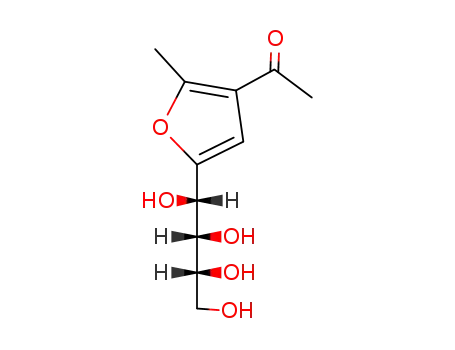 Molecular Structure of 81703-84-6 (Ethanone,
1-[2-methyl-5-[(1S,2R,3R)-1,2,3,4-tetrahydroxybutyl]-3-furanyl]-)