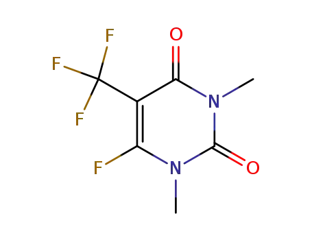 Molecular Structure of 88807-39-0 (2,4(1H,3H)-Pyrimidinedione, 6-fluoro-1,3-dimethyl-5-(trifluoromethyl)-)
